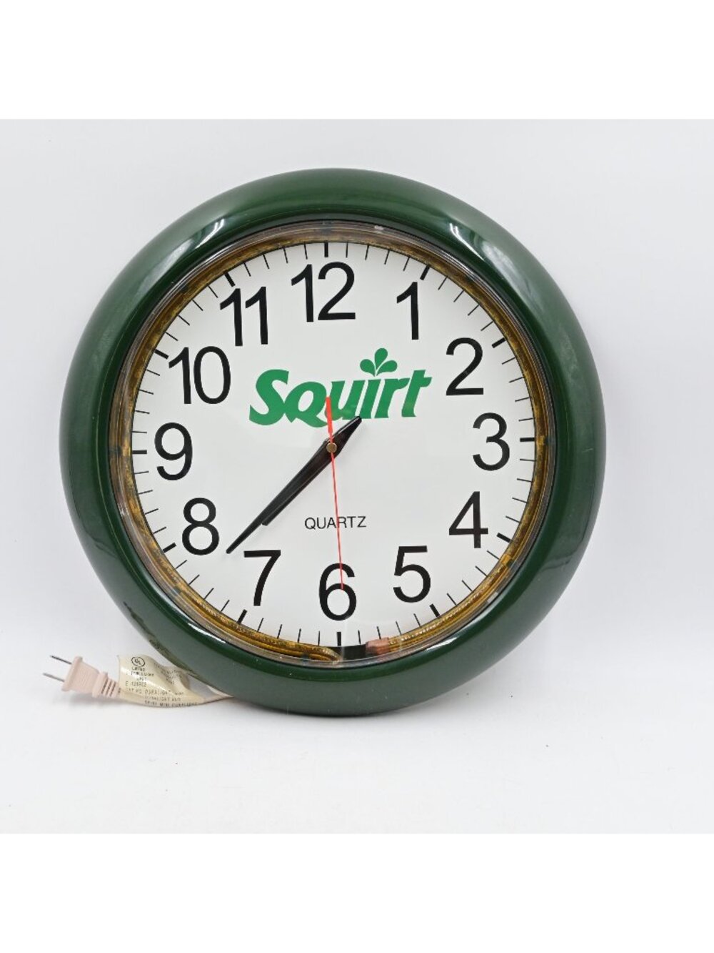 Squirt Advertising Wall Clock Quartz Movement Green Frame Vintage Tested NWB